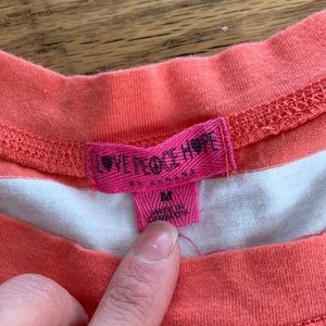 Coral and white stripe long sleeve shirt